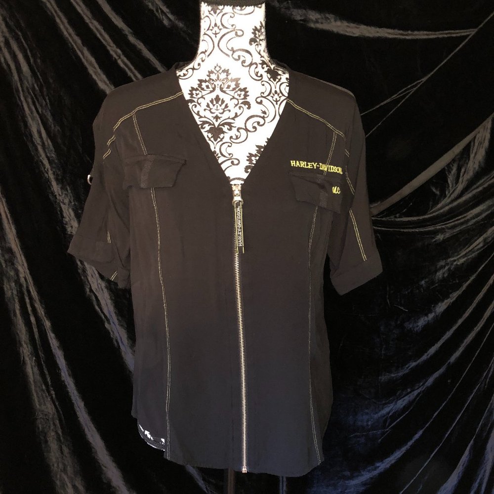 Harley Davidson ZIP-DOWN short-sleeved top